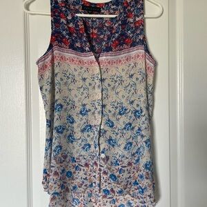 Sanctuary Floral Sleeveless Button-Up Top - Small
